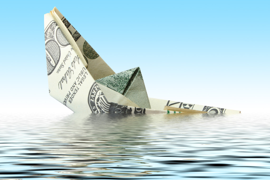 money ship wreck in water